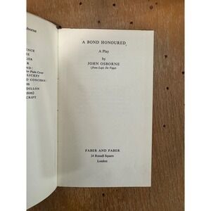 A Bond Honoured John Osborne Play Faber and Faber 1966 Red Hardcover